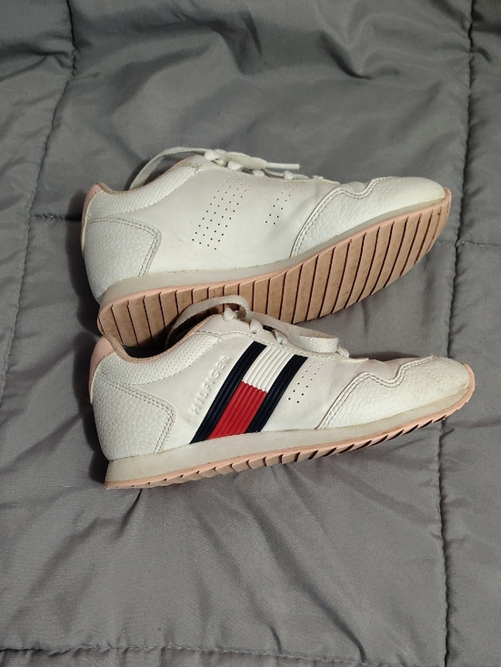 Tommy Hilfiger Other - Tommy Hilfiger White Sneakers with Red & Navy Stripe Accents